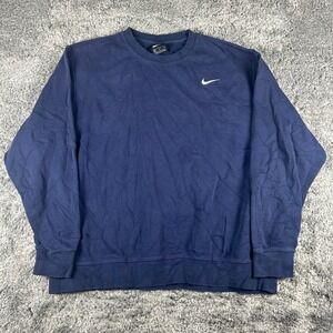 Nike Sportswear Club Fleece Men XXL Blue Sweatshirt Crewneck Pullover CJ1614-419